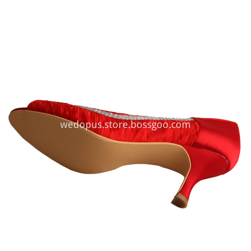 Wedopus Mid Heel Bridal Pumps White